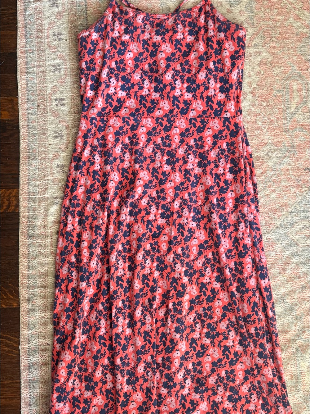 Pact Floral Coral and Navy A-Line Sundress